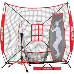 7'X7' Baseball Softball Practice Net,Pitching Net,Batting Net, w/ Baseball Tee
